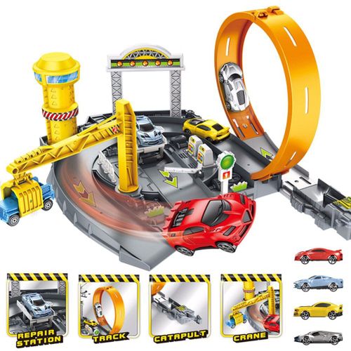 Jouet De Piste De Voiture Pour Enfants, À Faire Soi-Même, Modèle De Piste De Construction, Voiture, Parking, Voiture D'ingénierie, Cadeau De Montage Pour Enfants