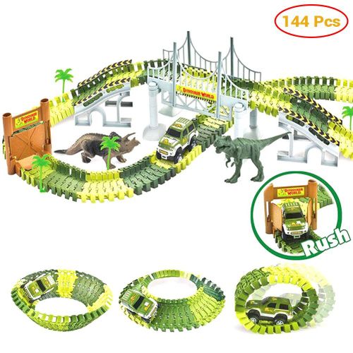 Jouet De Course De Dinosaure 3d Pour Enfants, 144 Pièces, Couture Électrique, Double Couche, Piste Stéréo, Voiture