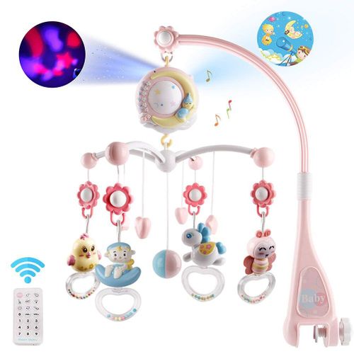 Hochet Musical De Chevet Pour Bébé, Jouet Éducatif Mobile Avec Boîte À Musique Et Projecteur Rotatif À 360 °