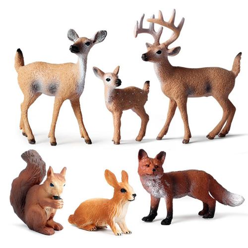 Poupée De Cerf De Noël Pour Enfants, 6 Pièces, Modèle Animal De La Forêt, Jouet D'Apprentissage Éducatif, Cadeau De Noël