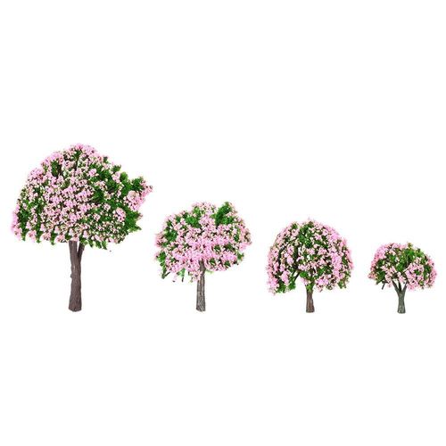Kits De Construction Miniatures D'arbres En Plastique, 4 Pièces, Aménagement De Train, Paysage De Jardin, Fleurs Blanches Et Roses, Vente En Gros