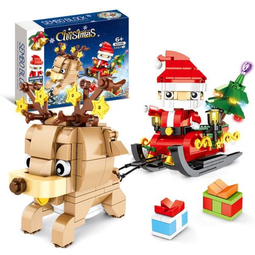 Blocs De Construction De Noël Pour Enfants, Traîneau D'élan, Jouets De Personnages Du Père Noël, Jouets Éducatifs, Cadeaux De Noël