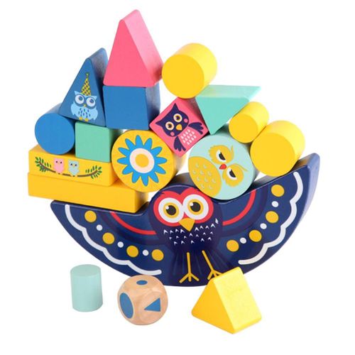 Hibou En Bois Blocs De Construction D'Équilibre, Jeu À Empiler, Bloc D'Équilibre, Compétences De Mouvement Fin, Classification Des Formes, Jouets Éducatifs