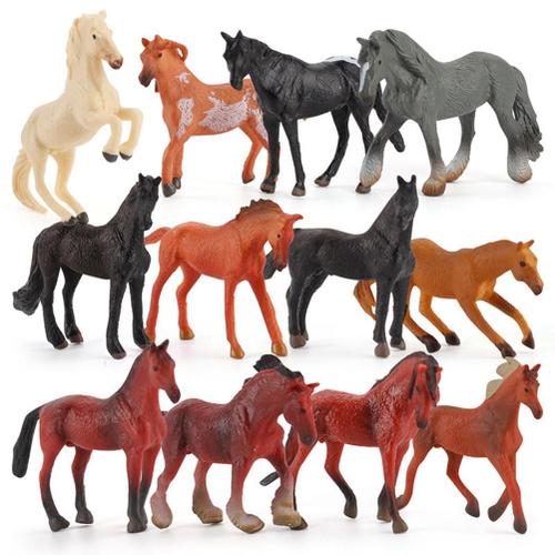 12 Modèles Animaux De Cheval, Mini Marionnettes Cheval, Jouets En Pvc, Poupées Mobiles Miniatures Cheval, Jouets Éducatifs Pour Enfants