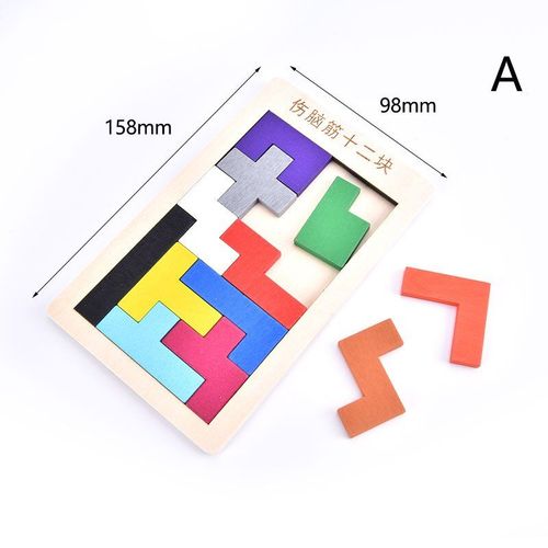 Tangram En Bois, Puzzle 3d Coloré, Jouet De Maths, Jeu Tetris, Jouet Éducatif Pour Enfants