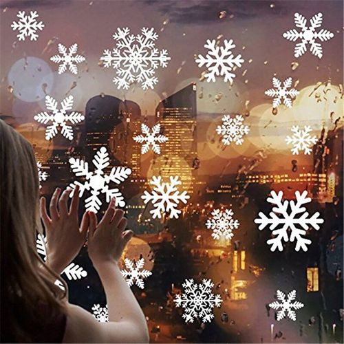 Autocollants de noël pour fenêtre, décor mural, flocons de neige de la reine des neiges