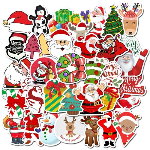 Autocollants Joyeux Noël Colorés Kawaii, 50 Pièces, Dessin Animé Père Noël Bonhomme De Neige Xams, Autocollants Décoratifs À Motif D'Arbre