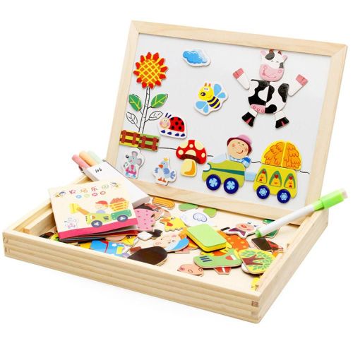 Puzzle Magnétique En Bois Pour Enfants, Boîte À Dessin, Animaux Agricoles, Jouet Éducatif, Cadeau Pour Enfants