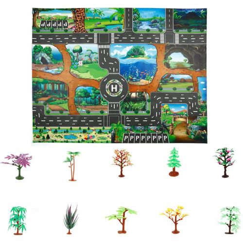 Tapis De Jeu Éducatif Pour Enfants, Jeu De Cartes De Stationnement, Bâtiments Urbains, Véhicules, Panneaux De Signalisation
