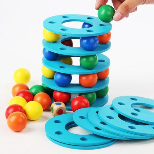 Blocs De Construction Éducatifs, Empilage De Tours, Arc-En-Ciel, Pile De Boules, Jeux Éducatifs, Équilibre, Cadeau Pour Enfants