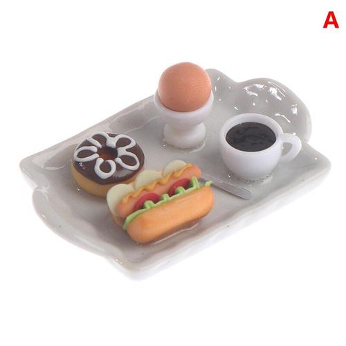 Maison De Poupée Miniature Pour Faire Semblant De Jouer À La Cuisine, Accessoires Pour Jouets, Barbie, Petit Déjeuner, Mini Hamburger, Gâteau, Tasses À Café