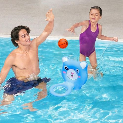 Piscine D'été En Forme D'ours Pour Adultes Et Enfants, Jeux De Tir Au Panier, Cerceau Gonflable Avec Pompe À Balle, Sport