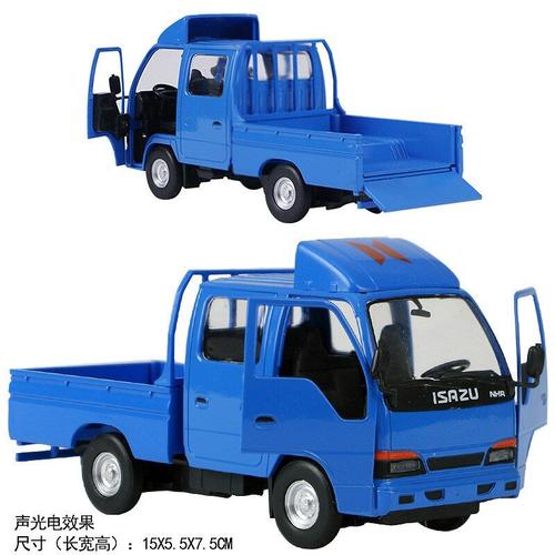 Modèle De Camion Léger Isuzu, Jouet En Métal Moulé Sous Pression, Véhicule De Transport D'Ingénierie, 3 Portes Ouvertes Avec Son Clair, 1/32 5.9 Pouces