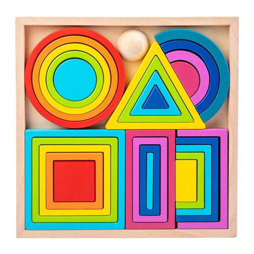 Blocs De Construction En Bois Naturel, Jouets Éducatifs Montessori Pour Bébé