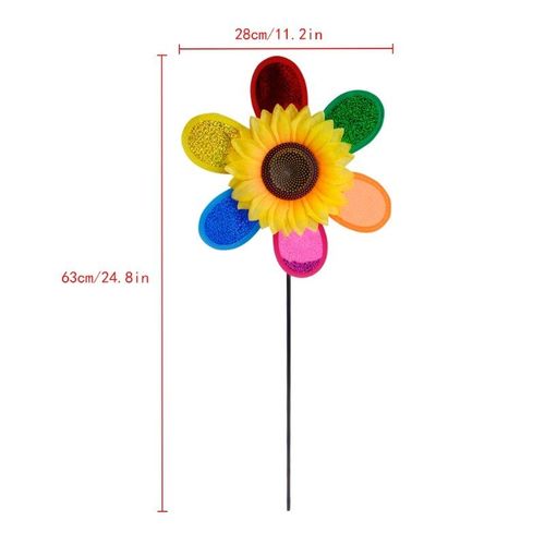 Moulin À Vent En Tournesol Pour Enfants Et Adultes, Jouets Classiques, Paillettes Colorées, Décoration De Jardin, De Cour, Jouets De Sport De Plein Air