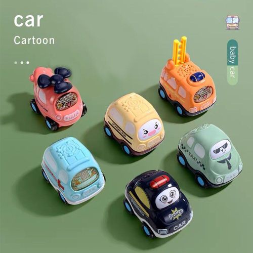 Mini Voitures À Tirer, 6 Pièces, Jouets De Dessin Animé Pour Enfants Garçon, Cadeau, Véhicule Coulissant, Camion De Pompiers, Taxi, Modèles