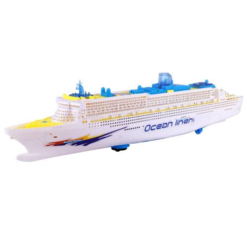 Bateau De Croisière Électrique Modèle Avec Musique Légère En Plastique, Bateau À Direction Automatique, Jouet De Bateau De Piscine, Flash Lumineux Et Son