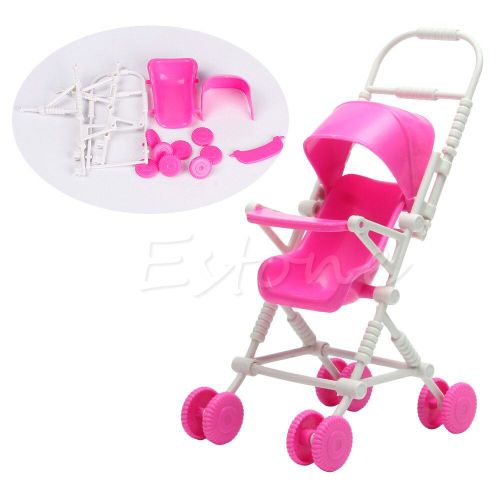 Ensemble De Jouets Pour Poupée Barbie, 1 Pièce, À Assembler, Rose, Poussette Pour Bébé, Mobilier De Pépinière, Cadeau D'Anniversaire, De Noël