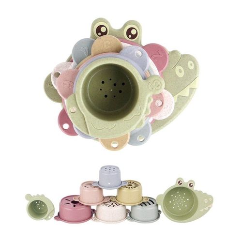 Lot De 8 Tasses Pour Piscine, Plage En Plein Air, Bac À Sable, Jouet D'empilage, Modèle Crocodile, Jouet Éducatif Pour Baignoire, D08c