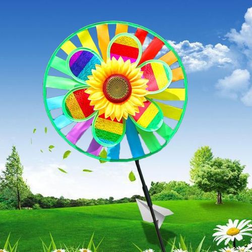 Moulin À Vent En Tournesol Double Couche Coloré, Jouet Pour Enfants, Décor De Jardin De Maison, Décor De Cour, Moulin À Vent Tridimensionnel, Nouveauté 2020