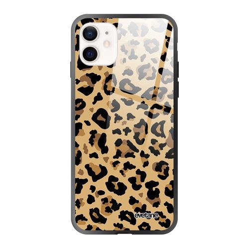 Coque Iphone 12 Mini Coque Soft Touch Glossy Léopard Beige Design Evetane