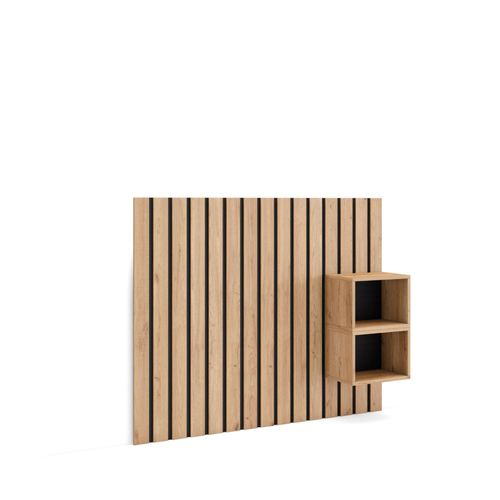 Tête De Lit | Avec Tables De Chevet | 133x107x3 Cm | Lit De 80,90,110 Cm | Panneaux Muraux | Style Moderne | Chêne