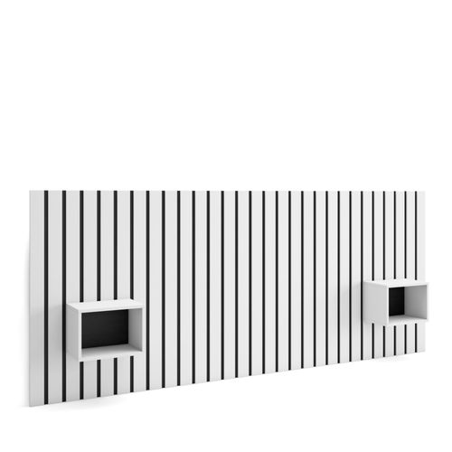 Tête De Lit, Avec Tables De Chevet, 258x107x3 Cm, Lit De 150,160,180 Cm, Panneaux Muraux, Style Moderne, Blanc