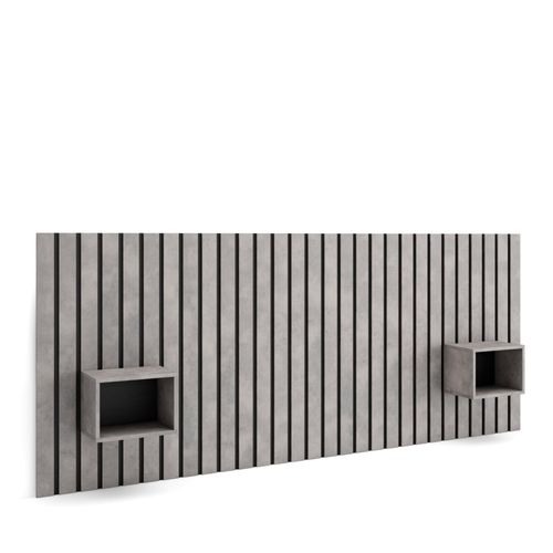 Tête De Lit, Avec Tables De Chevet, 258x107x3 Cm, Lit De 150,160,180 Cm, Panneaux Muraux, Style Moderne, Ciment