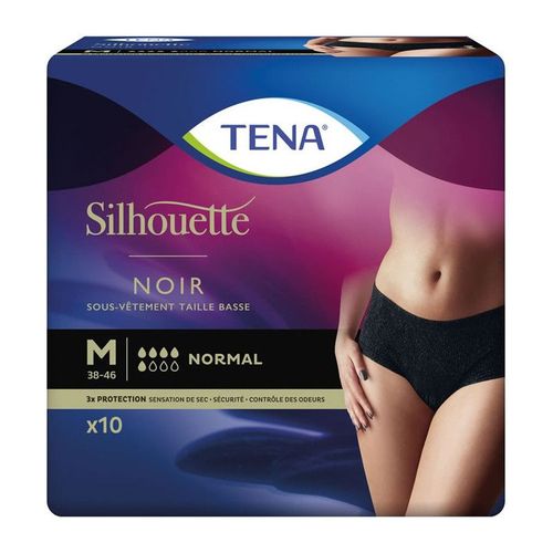 Tena Silhouette Noir Normal - Sous-Vêtement Taille M ( 38-46 ) - 10 Sous-Vêtements 