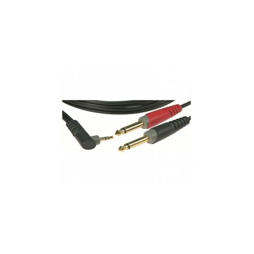 Câble mini-Jack mâle TRS coudé / 2x Jacks mâles TS, 1m