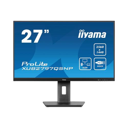 iiyama ProLite XUB2797QSNP-B1 - Écran LED - 27" - 2560 x 1440 WQHD @ 100 Hz - IPS - 300 cd/m² - 1300:1 - 1 ms - HDMI, DisplayPort - haut-parleurs - mat, noir