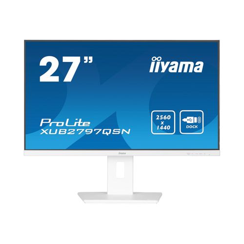 iiyama ProLite XUB2797QSN-W1 - Écran LED - 27" - 2560 x 1440 WQHD @ 100 Hz - IPS - 250 cd/m² - 1300:1 - 1 ms - HDMI, DisplayPort - haut-parleurs - blanc, mat