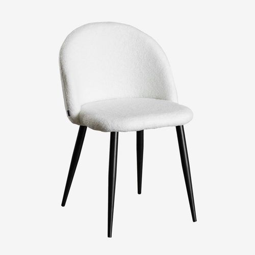 Pack De 2 Chaises De Salle À Manger En Borreguito Kana Blanc Ivoire Noir
