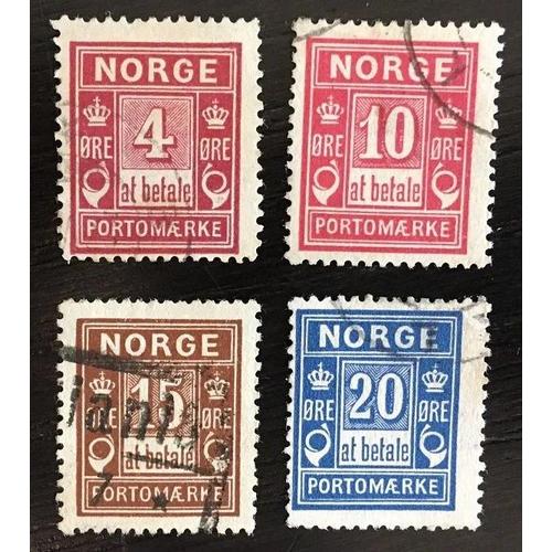 Lot De 4 Timbres Taxes Oblitérés Norvège 1889 1914