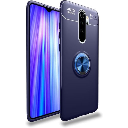 Compatible Avec Xiaomi Redmi Note 8 Pro Coque, 360 Degres Protection Bumper + Verre Trempé, Coque Avec Anneau Support Cover Skin Cases Housse Etui Protector-Bleu