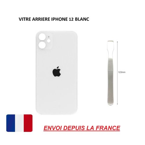 Vitre Arrière Compatible Iphone 12 Blanc 6.1 Qualité Origine En Verre, Coque Cache Batterie Double Face Adhésif, Spatule