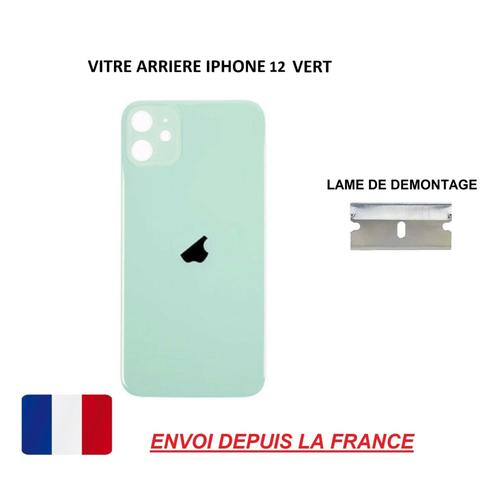 Vitre Arrière Compatible Iphone 12 Vert 6.1 Qualité Origine En Verre, Coque Cache Batterie Double Face Adhésif, Lame De Démontage