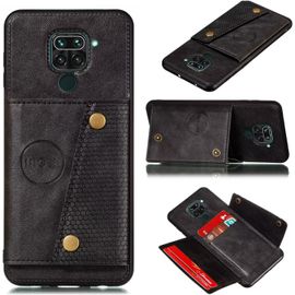Compatible Avec Coque Xiaomi Redmi Note 9, Etui En Cuir De Téléphone Avec Emplacement De Cartes Coque+Film De Protection D?Écran Téléphone Portable Stand Housse-Noir