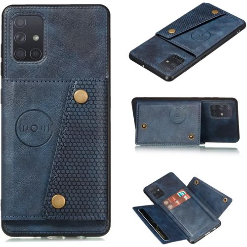 Compatible Avec Coque Samsung Galaxy A71 4g, Etui En Cuir De Téléphone Avec Emplacement De Cartes Coque+Film De Protection D?Écran Téléphone Portable Stand Housse-Bleu