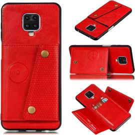 Compatible Avec Coque Xiaomi Redmi Note 9s, Etui En Cuir De Téléphone Avec Emplacement De Cartes Coque+Film De Protection D?Écran Téléphone Portable Stand Housse-Rouge