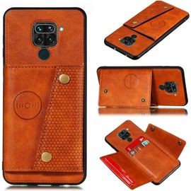 Compatible Avec Coque Xiaomi Redmi Note 9, Etui En Cuir De Téléphone Avec Emplacement De Cartes Coque+Film De Protection D?Écran Téléphone Portable Stand Housse-Marron
