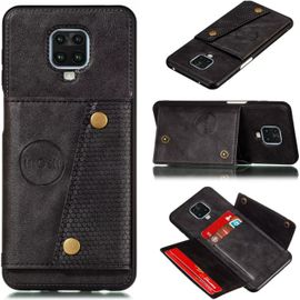 Compatible Avec Coque Xiaomi Redmi Note 9s, Etui En Cuir De Téléphone Avec Emplacement De Cartes Coque+Film De Protection D?Écran Téléphone Portable Stand Housse-Noir