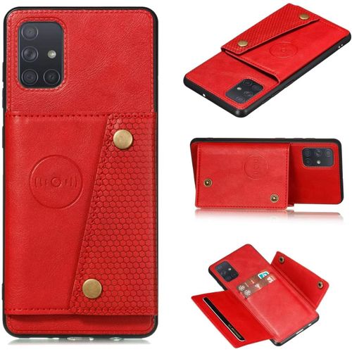 Compatible Avec Coque Samsung Galaxy A71 4g, Etui En Cuir De Téléphone Avec Emplacement De Cartes Coque+Film De Protection D?Écran Téléphone Portable Stand Housse-Rouge
