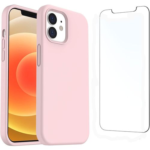 Coque Silicone Rose Pour Iphone 12 / Iphone 12 Pro + Verre Trempe Little Boutik®