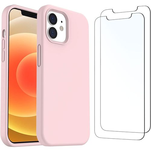 Coque Silicone Rose Pour Iphone 12 / Iphone 12 Pro + 2 Verres Trempes Little Boutik®