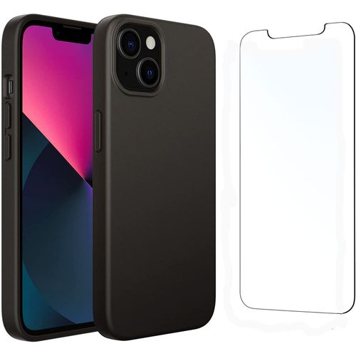 Coque Silicone Noire Pour Iphone 13 + Verre Trempe Little Boutik®