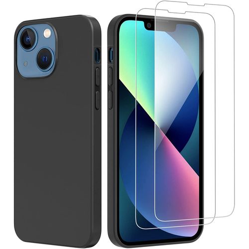 Coque Silicone Noire Pour Iphone 13 + 2 Verres Trempes Little Boutik®