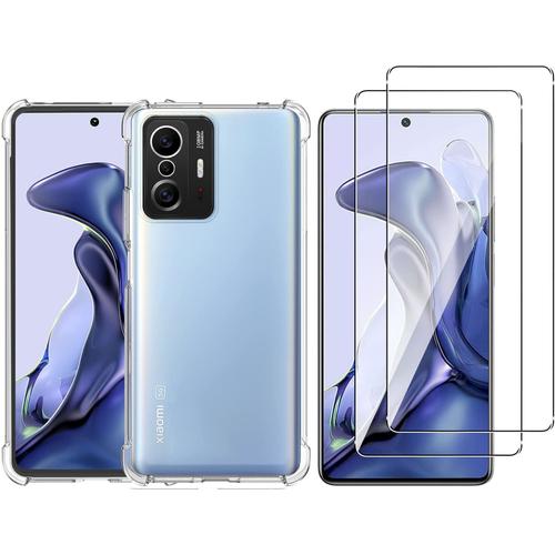 Coque Silicone Tpu Transparente Quatre Coins Renforces + 2 Verres Trempes Pour Xiaomi 11t / 11t Pro Little Boutik?