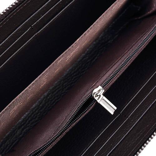 noir#Portefeuille Long en cuir véritable pour homme, porte-cartes de bonne  qualité, porte-monnaie avec fermeture éclair, grande capacité