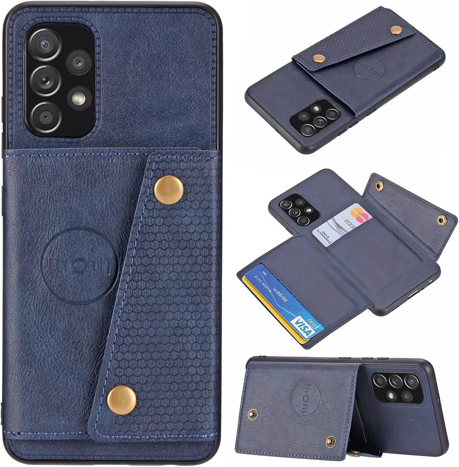 Compatible Avec Coque Samsung Galaxy A32 4g, Etui En Cuir De Téléphone Avec Emplacement De Cartes Coque+Film De Protection D?Écran Téléphone Portable Stand Housse-Bleu